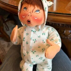 Vintage AnnaLee Sitting Baby Doll with Holly Pajamas ‘90